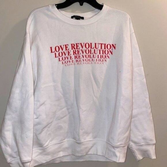 Forever 21 Love Revolution White Crew-neck Sweater - Picture 1 of 5